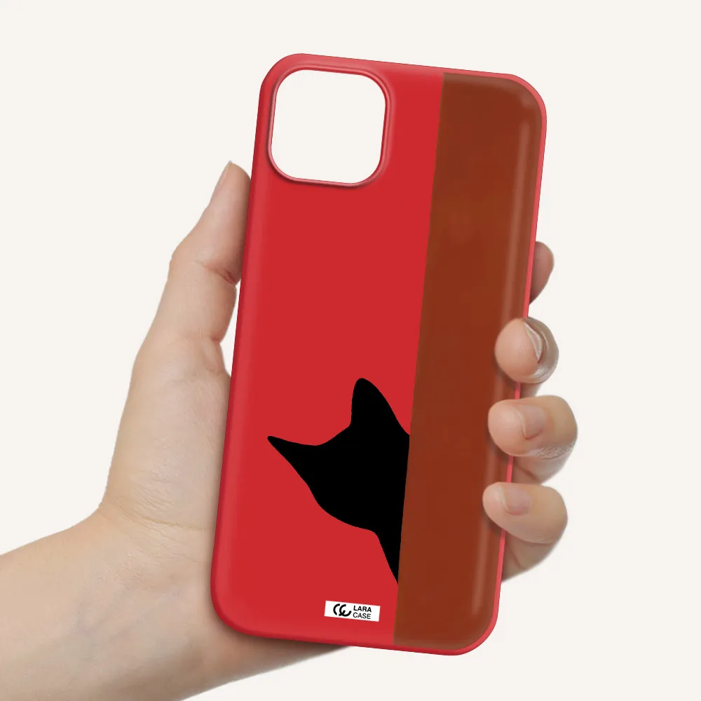 Black Cat Apple iPhone 14 plus Silicone Imperial Red Case