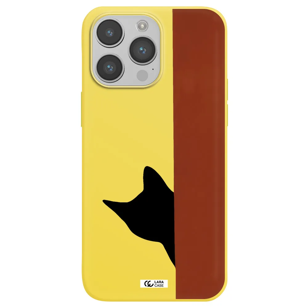 Black Cat Apple iPhone 14 pro Silicone canary yellow Case