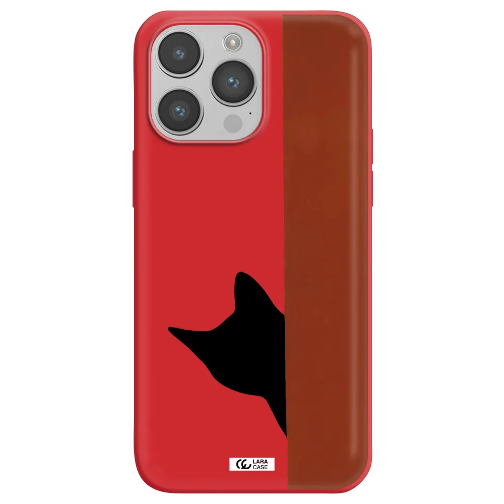 Black Cat Apple iPhone 14 pro Silicone Imperial Red Case
