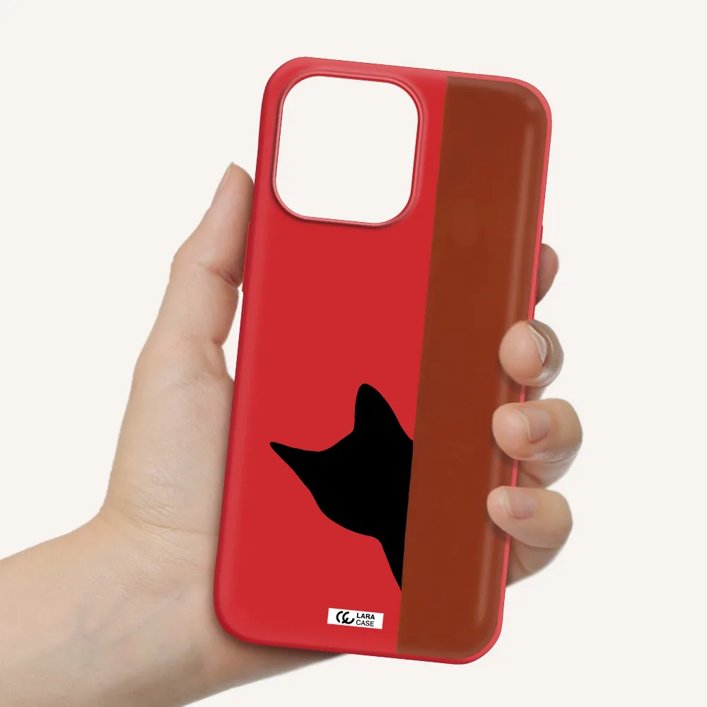 Black Cat Apple iPhone 14 pro Silicone Imperial Red Case