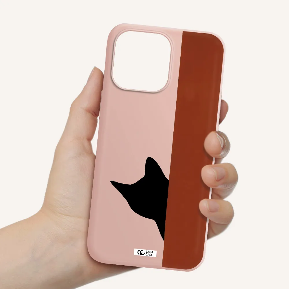 Black Cat Apple iPhone 14 pro Silicone pastel pink Case