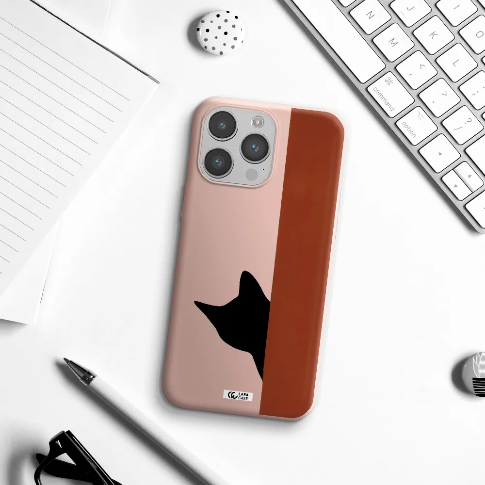 Black Cat Apple iPhone 14 pro Silicone pastel pink Case