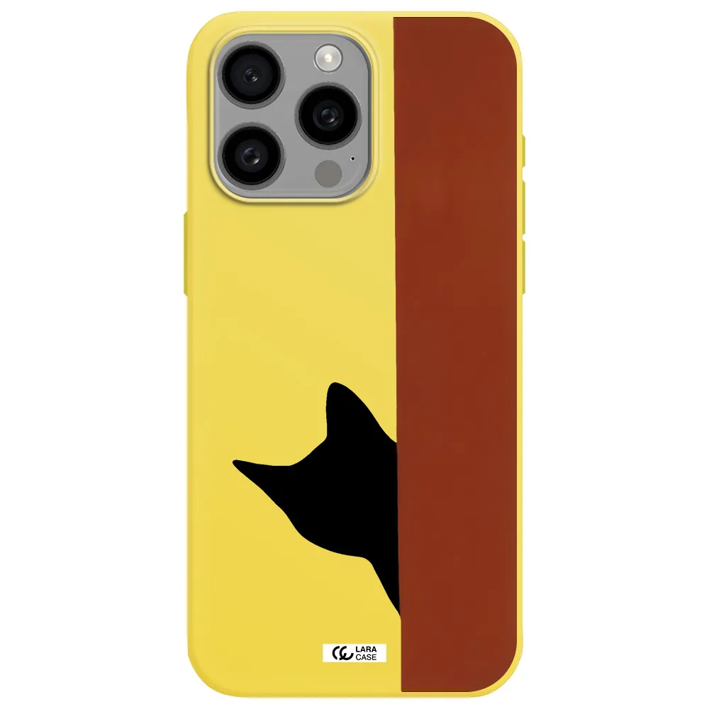Black Cat Apple Iphone 15 Pro max Silicone canary yellow Case