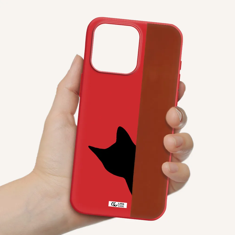 Black Cat Apple Iphone 15 Pro Max Silicone Imperial Red Case