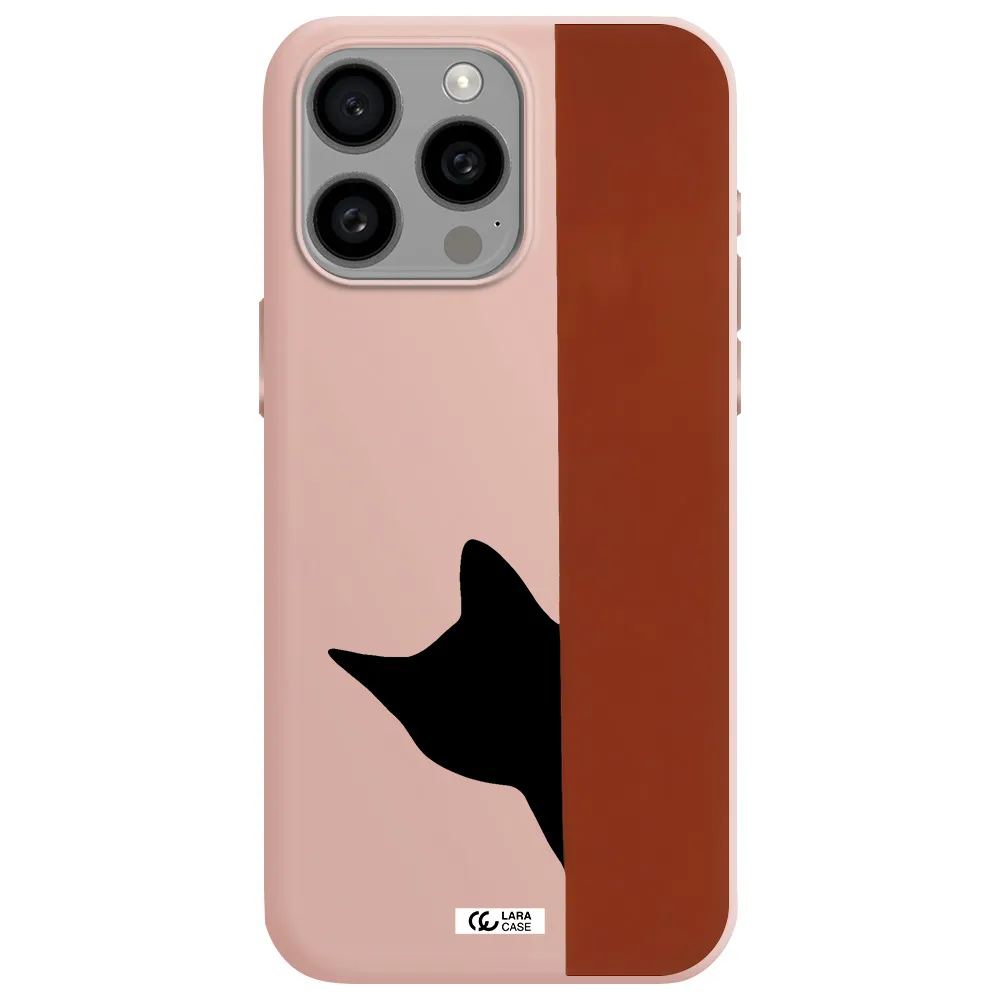 Black Cat Apple Iphone 15 Pro max Silicone pastel pink Case