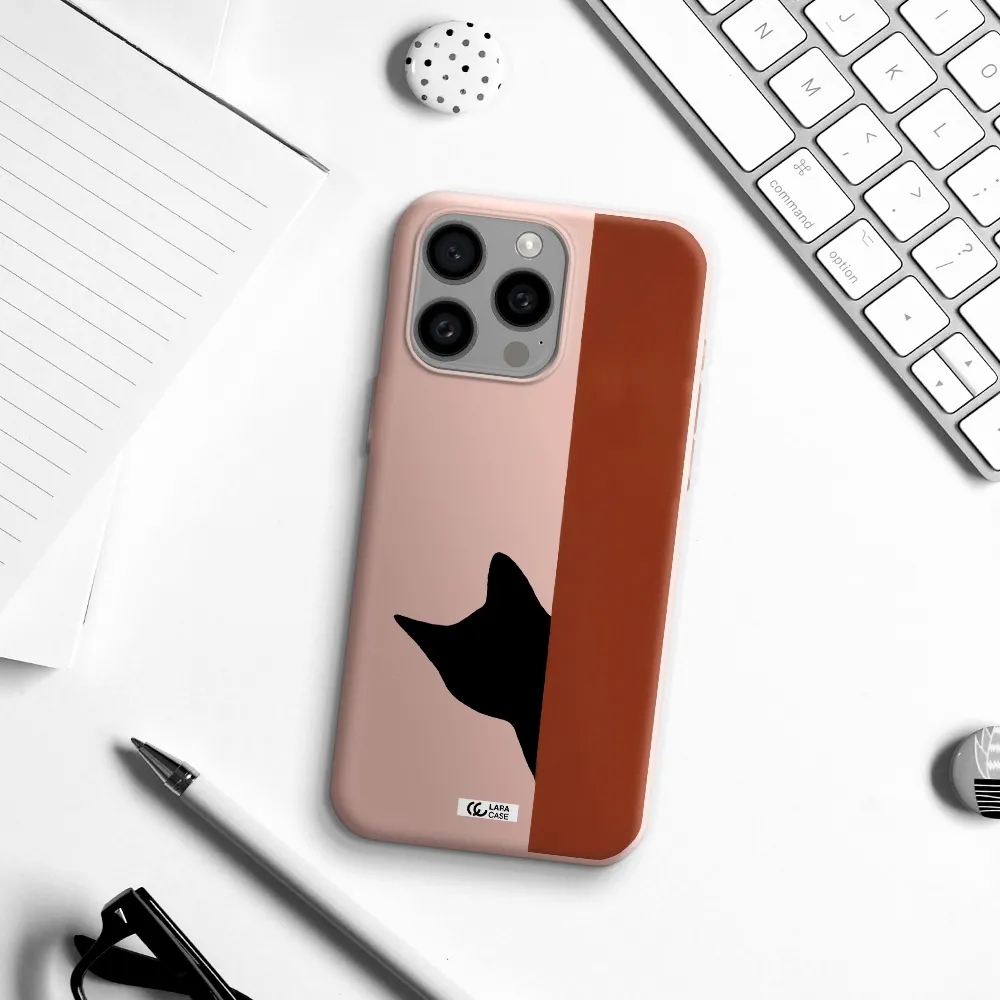 Black Cat Apple Iphone 15 Pro max Silicone pastel pink Case