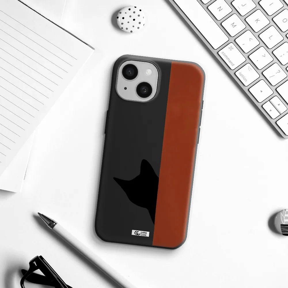 Black Cat Apple iPhone 15 Silicone black Case