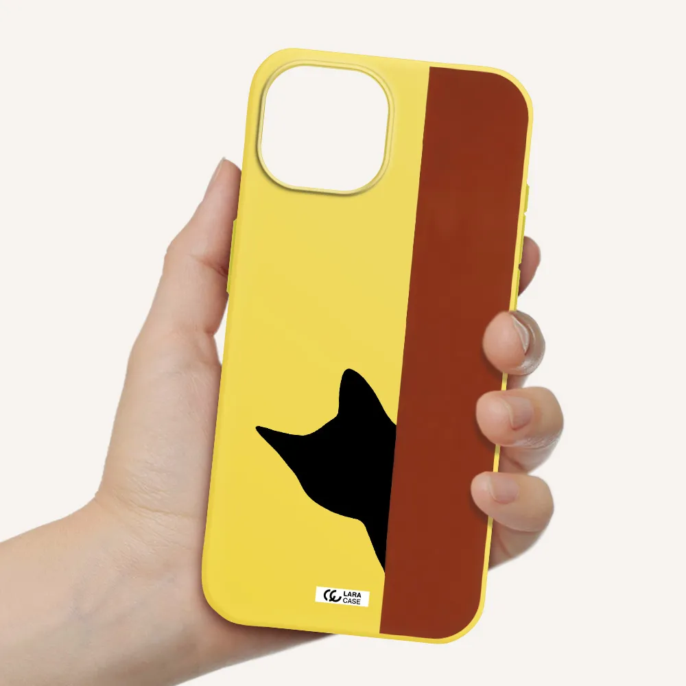 Black Cat Apple iPhone 15 Silicone canary yellow Case