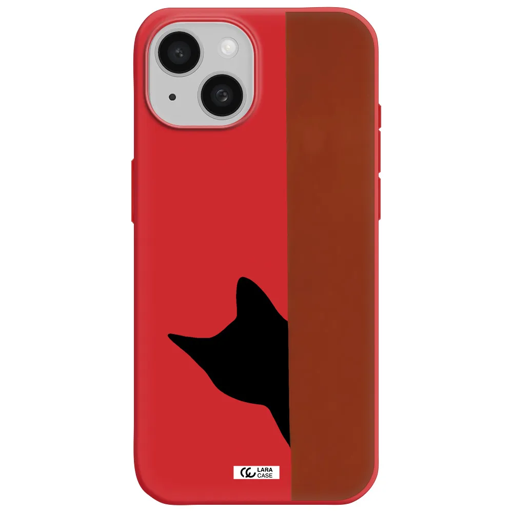 Black Cat Apple Iphone 15 Silicone Imperial Red Case
