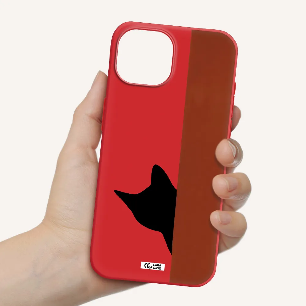 Black Cat Apple Iphone 15 Silicone Imperial Red Case