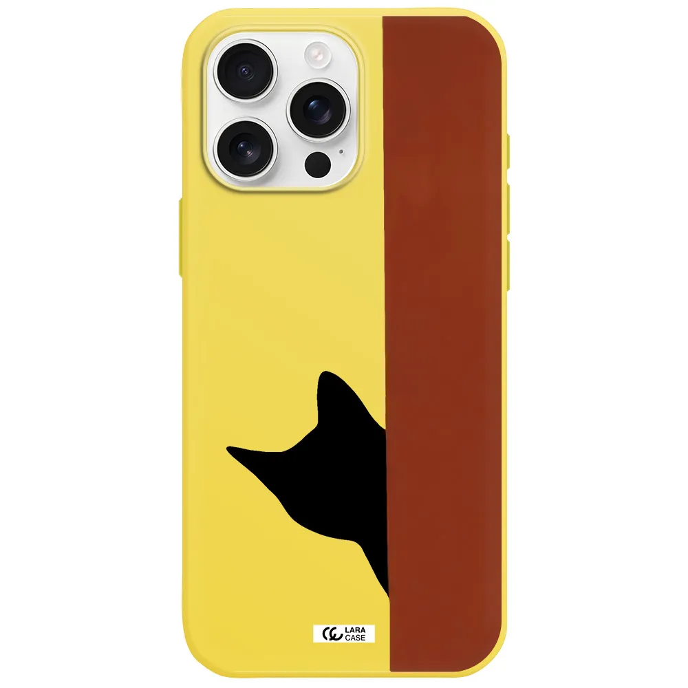Black Cat Apple Iphone 16 Pro Max Silicone Canary Yellow Case