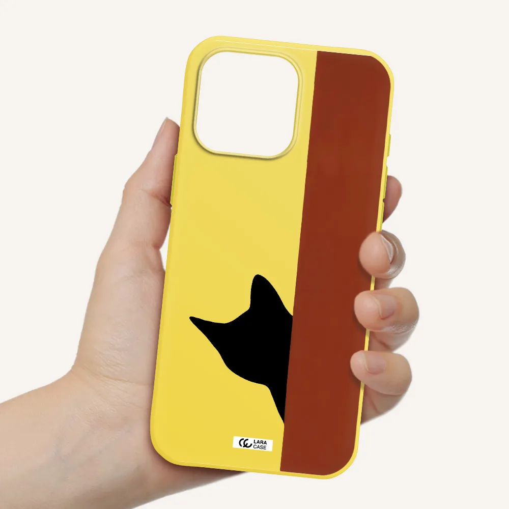 Black Cat Apple Iphone 16 Pro Max Silicone Canary Yellow Case