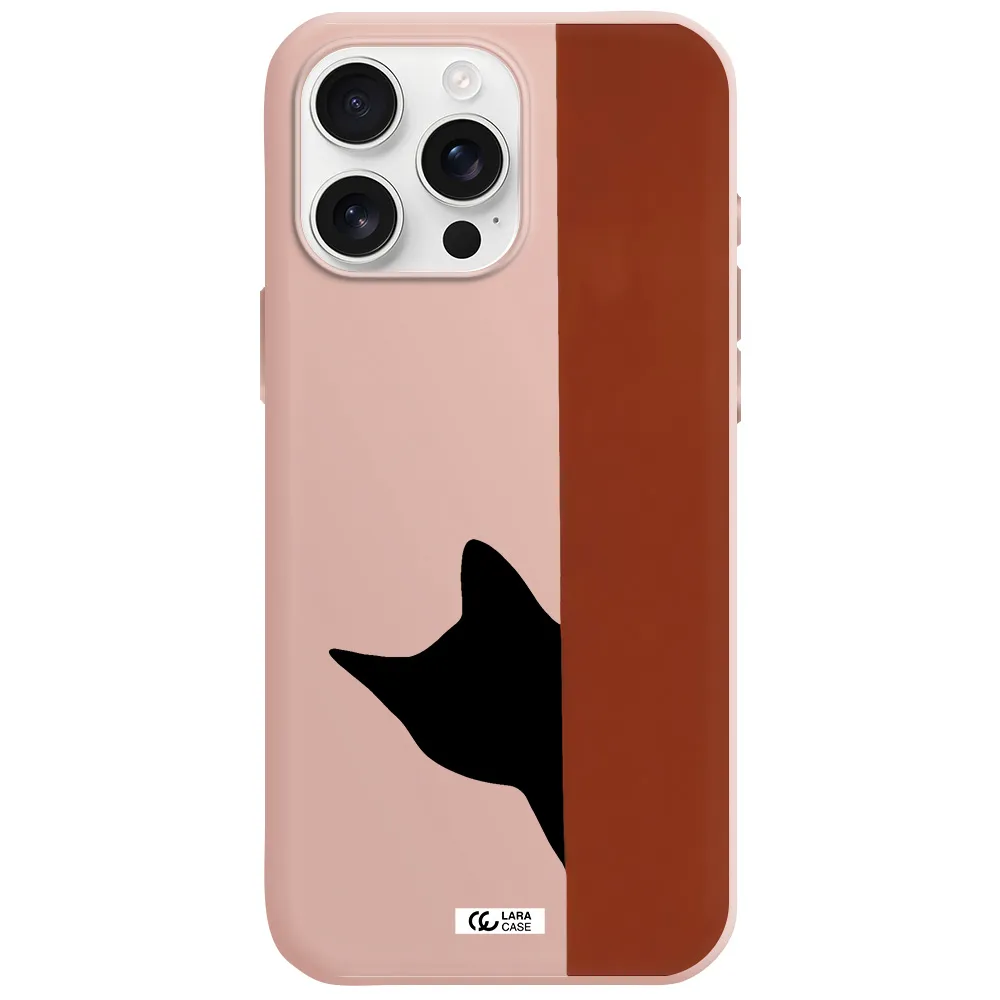 Black Cat Apple Iphone 16 Pro Max Silicone Pastel Pink Case