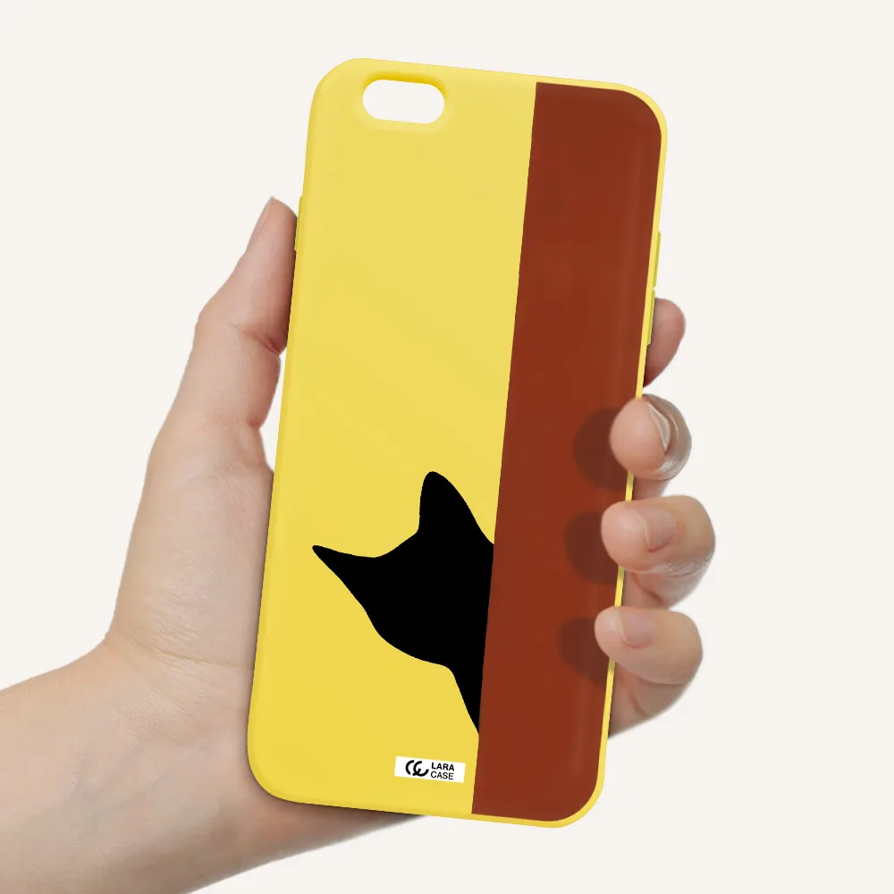 Black Cat Apple iPhone 6 plus Silicone canary yellow Case