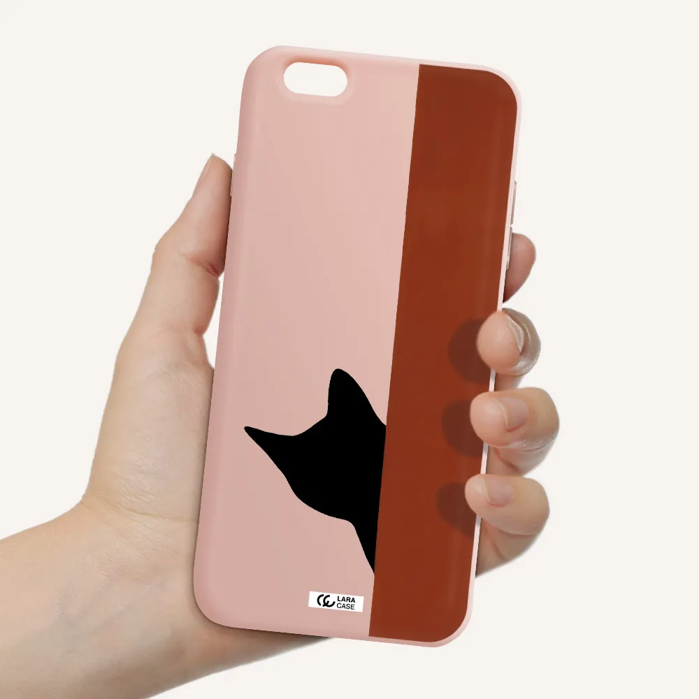 Black Cat Apple iPhone 6 plus Silicone pastel pink Case