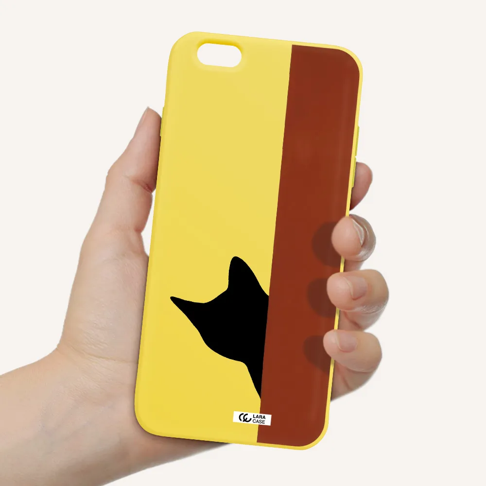 Black Cat Apple iPhone 6 s plus Silicone canary yellow Case