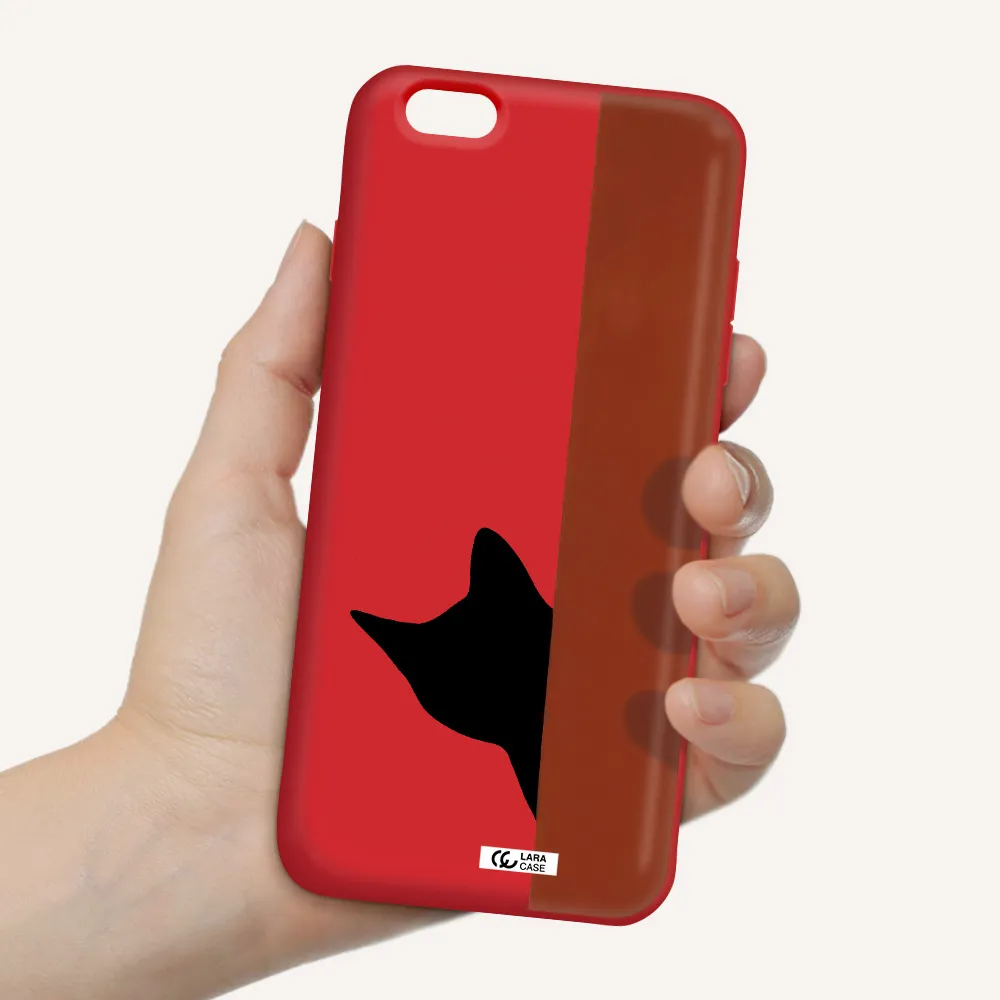 Black Cat Apple iPhone 6 s plus Silicone Imperial Red Case