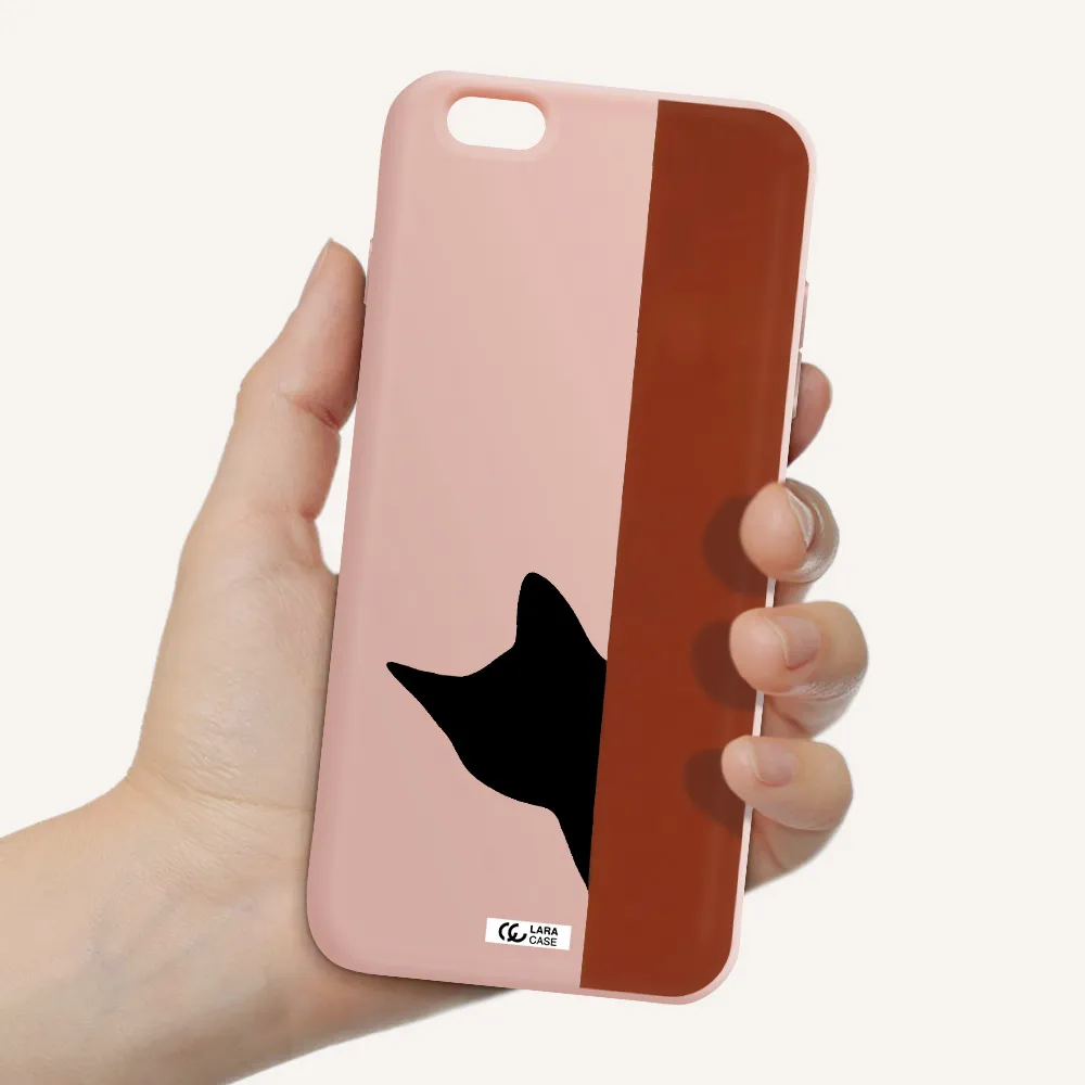 Black Cat Apple iPhone 6 s plus Silicone pastel pink Case