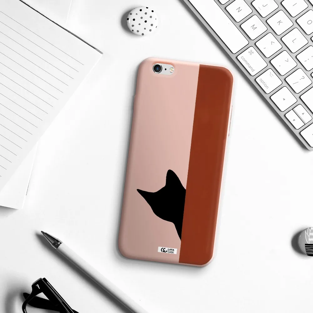 Black Cat Apple iPhone 6 s plus Silicone pastel pink Case