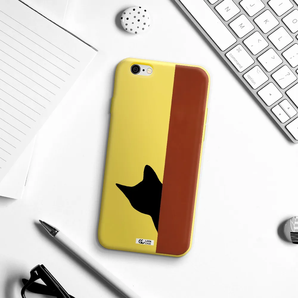 Black Cat Apple iPhone 6 Silicone canary yellow Case
