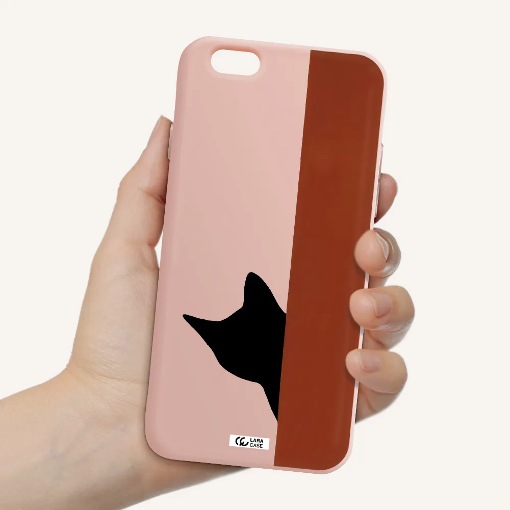 Black Cat Apple iPhone 6 Silicone pastel pink Case