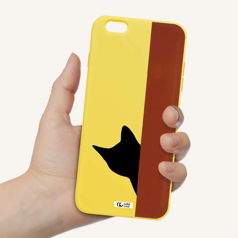 Black Cat Apple iPhone 6S Silicone canary yellow Case