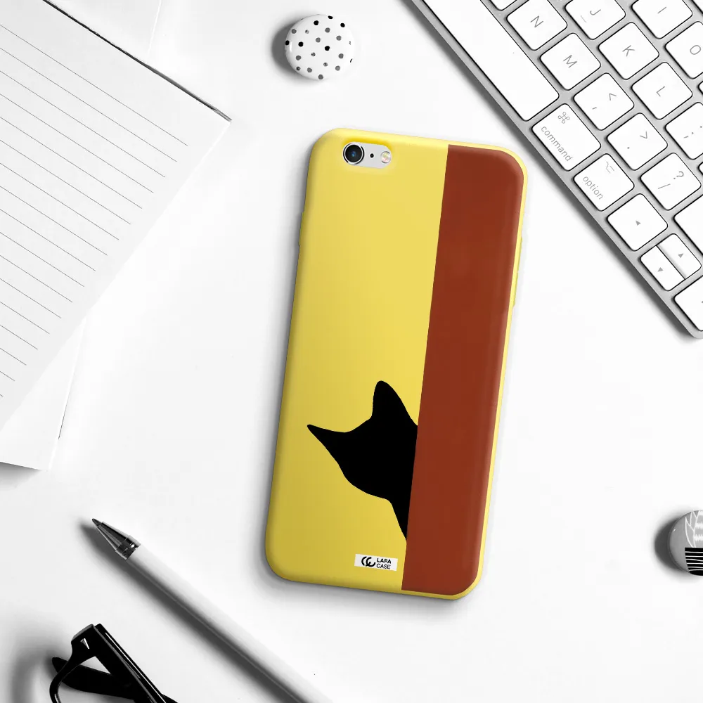 Black Cat Apple iPhone 6S Silicone canary yellow Case