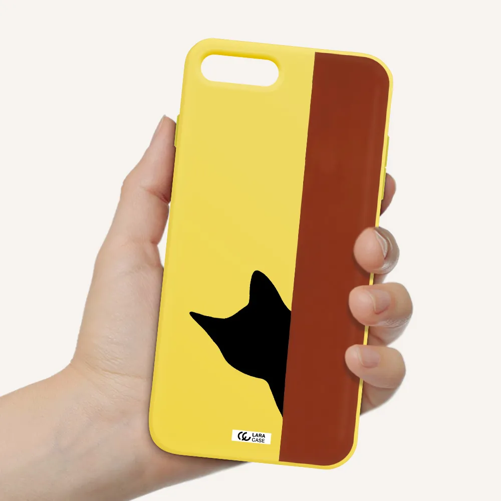 Black Cat Apple iPhone 7 plus Silicone canary yellow Case