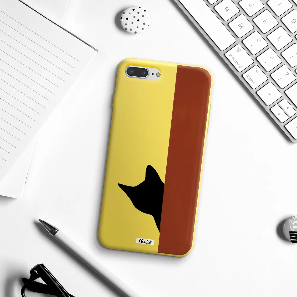 Black Cat Apple iPhone 7 plus Silicone canary yellow Case