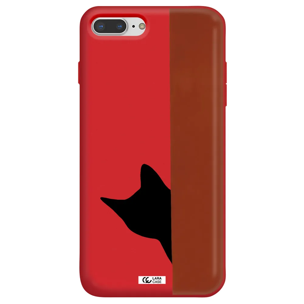 Black Cat Apple iPhone 7 plus Silicone Imperial Red Case