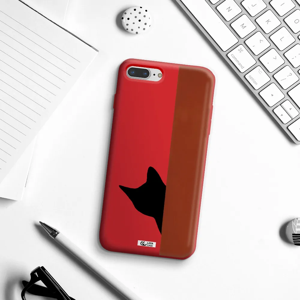 Black Cat Apple iPhone 7 plus Silicone Imperial Red Case