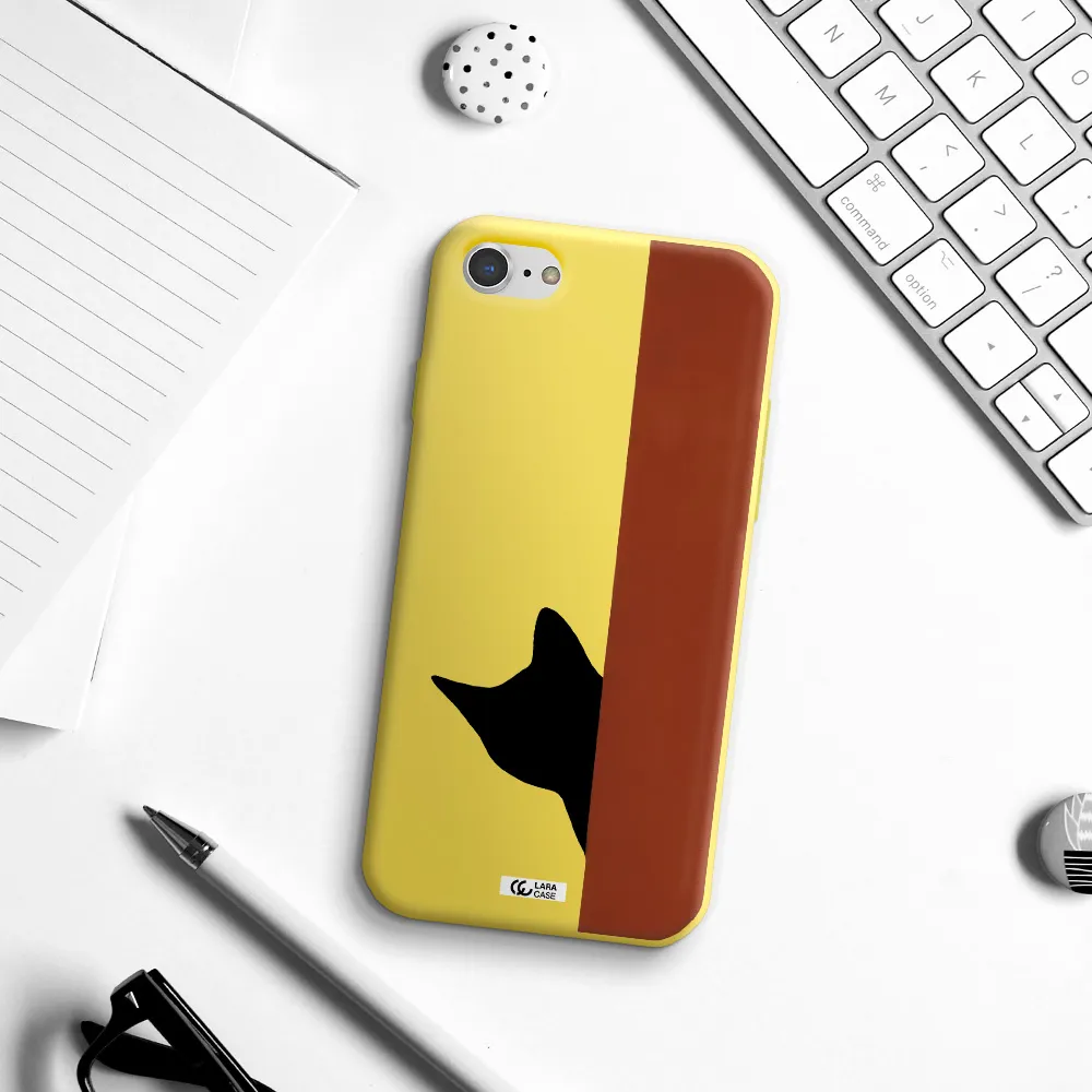 Black Cat Apple iPhone 7 Silicone canary yellow Case