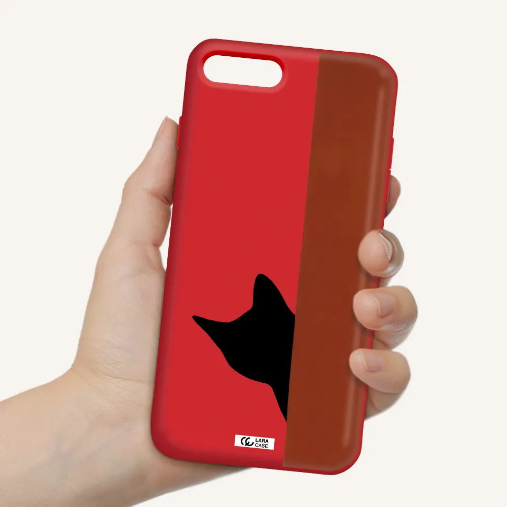 Black Cat Apple iPhone 8 plus Silicone Imperial Red Case