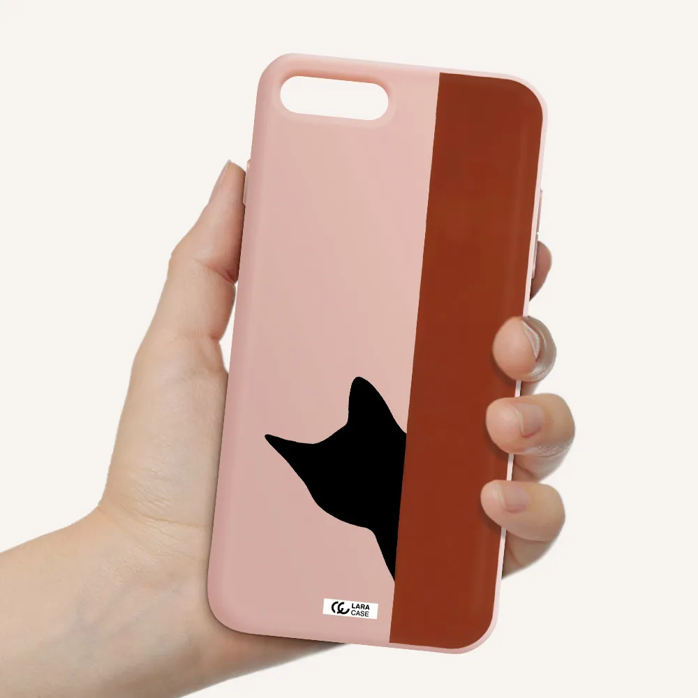 Black Cat Apple iPhone 8 plus Silicone pastel pink Case