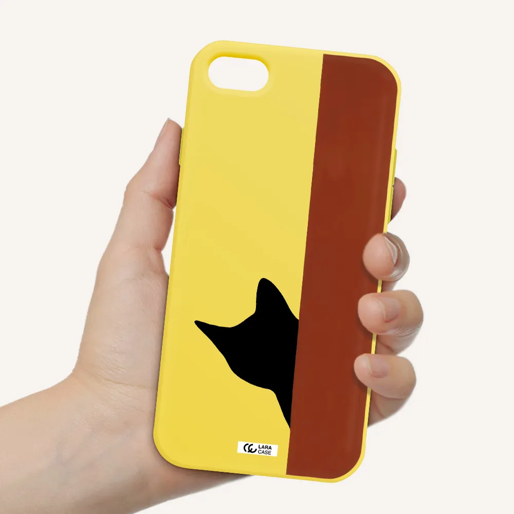 Black Cat Apple iPhone 8 Silicone canary yellow Case