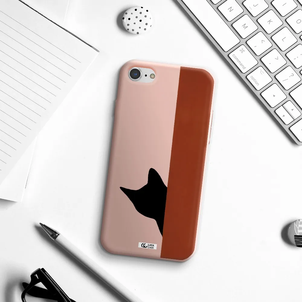 Black Cat Apple iPhone 8 Silicone pastel pink Case