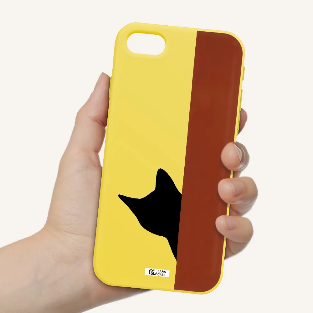 Black Cat Apple iPhone se 2020 Silicone canary yellow Case