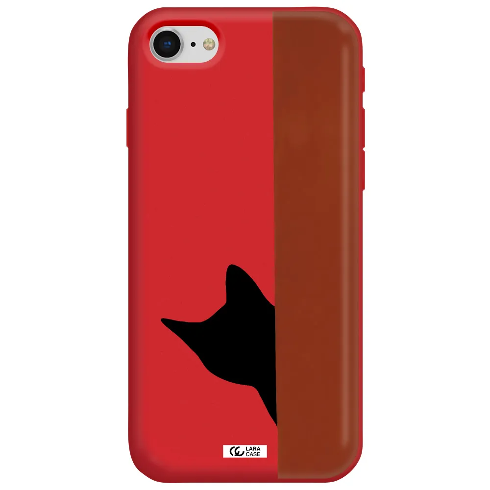 Black Cat Apple iPhone se 2020 Silicone Imperial Red Case