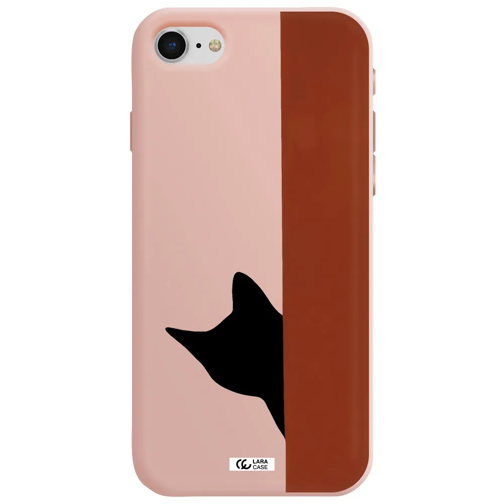 Black Cat Apple iPhone se 2020 Silicone pastel pink Case