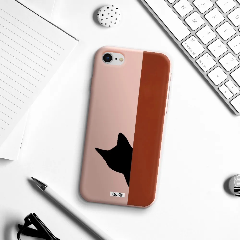 Black Cat Apple iPhone se 2020 Silicone pastel pink Case