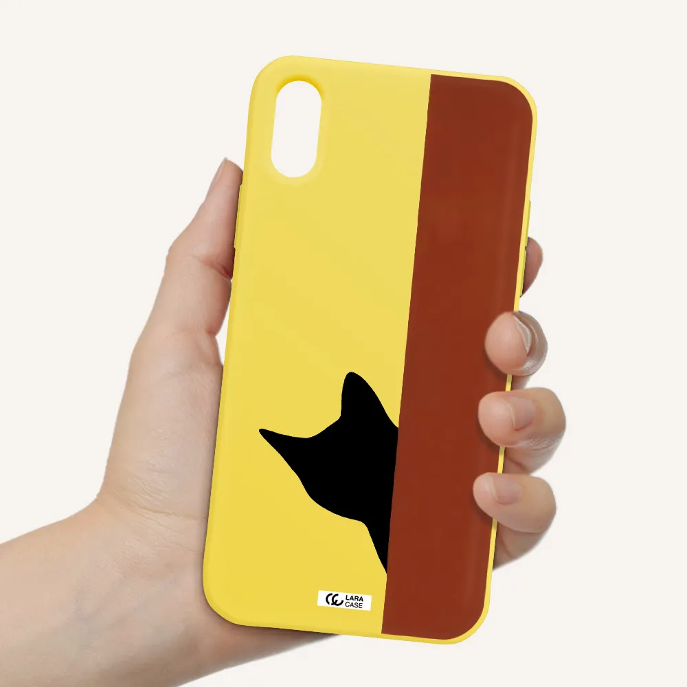 Black Cat Apple iPhone X Silicone canary yellow Case