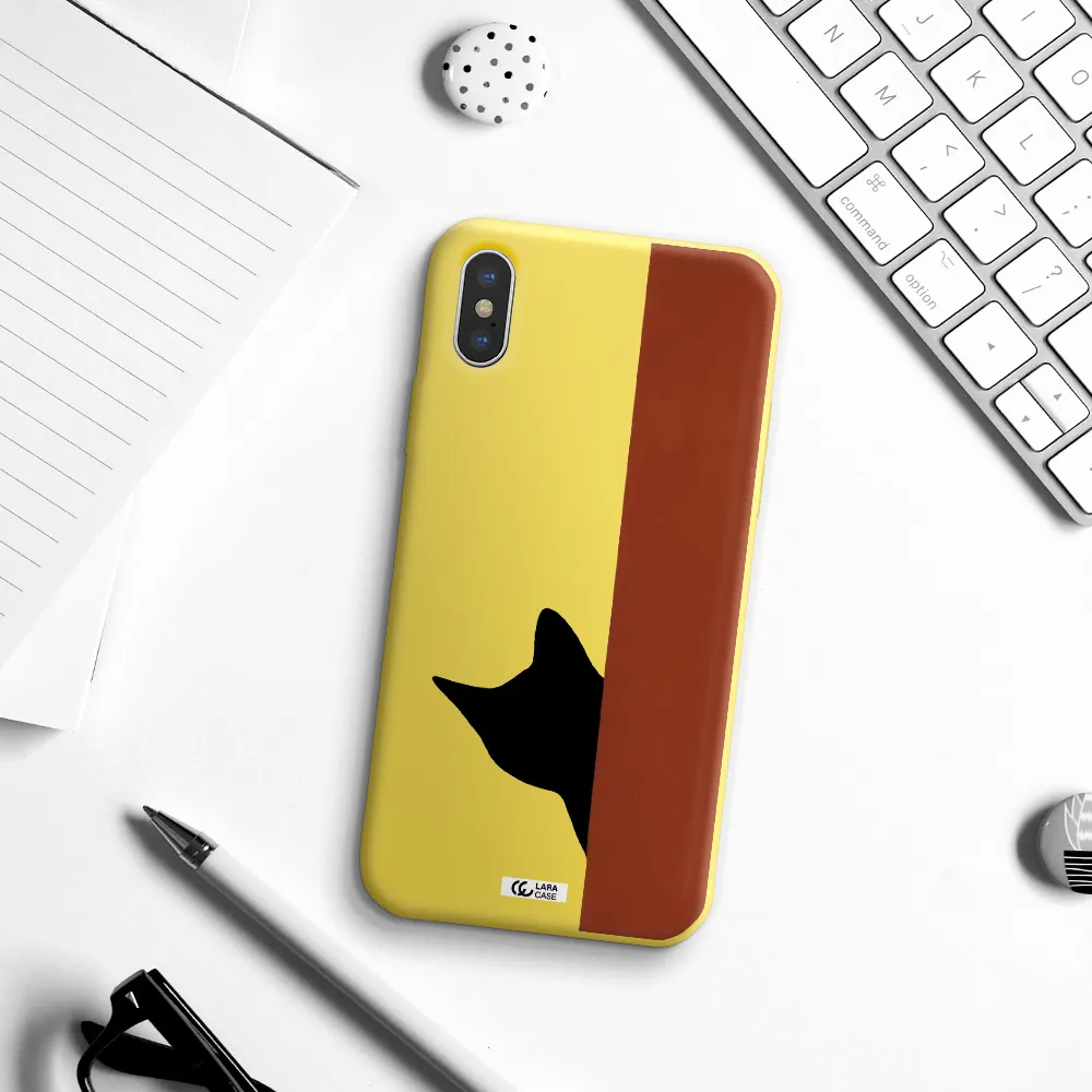 Black Cat Apple iPhone X Silicone canary yellow Case