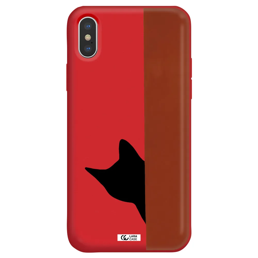 Black Cat Apple iPhone X Silicone Imperial Red Case