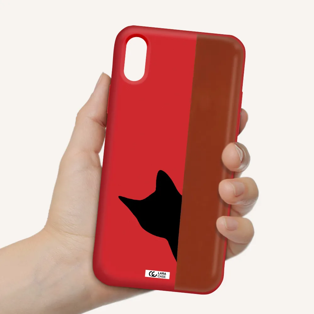 Black Cat Apple iPhone X Silicone Imperial Red Case