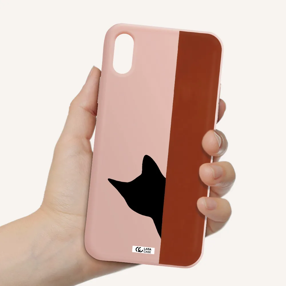 Black Cat Apple iPhone X Silicone pastel pink Case