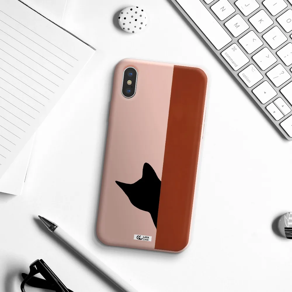 Black Cat Apple iPhone XS Silicone pastel pink Case