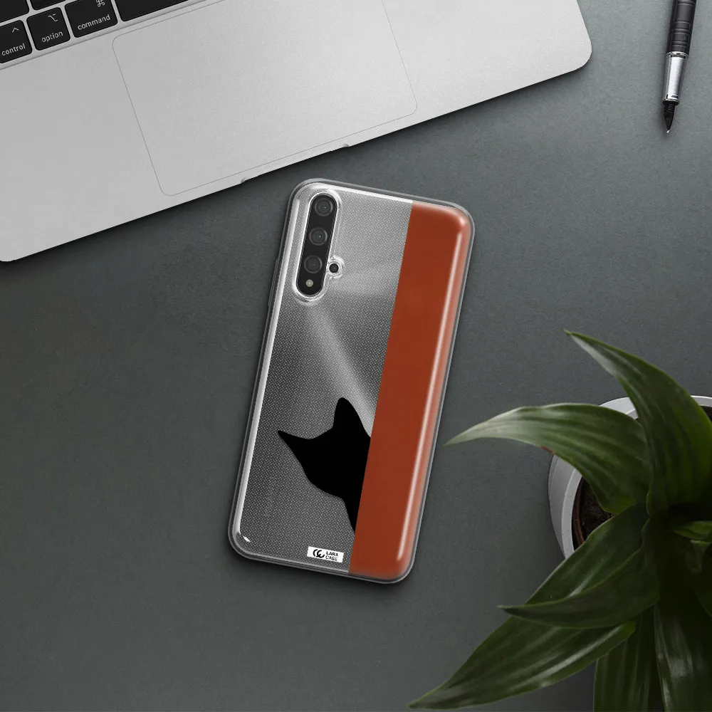 Black Cat Huawei Nova 5t Clear TPU Case