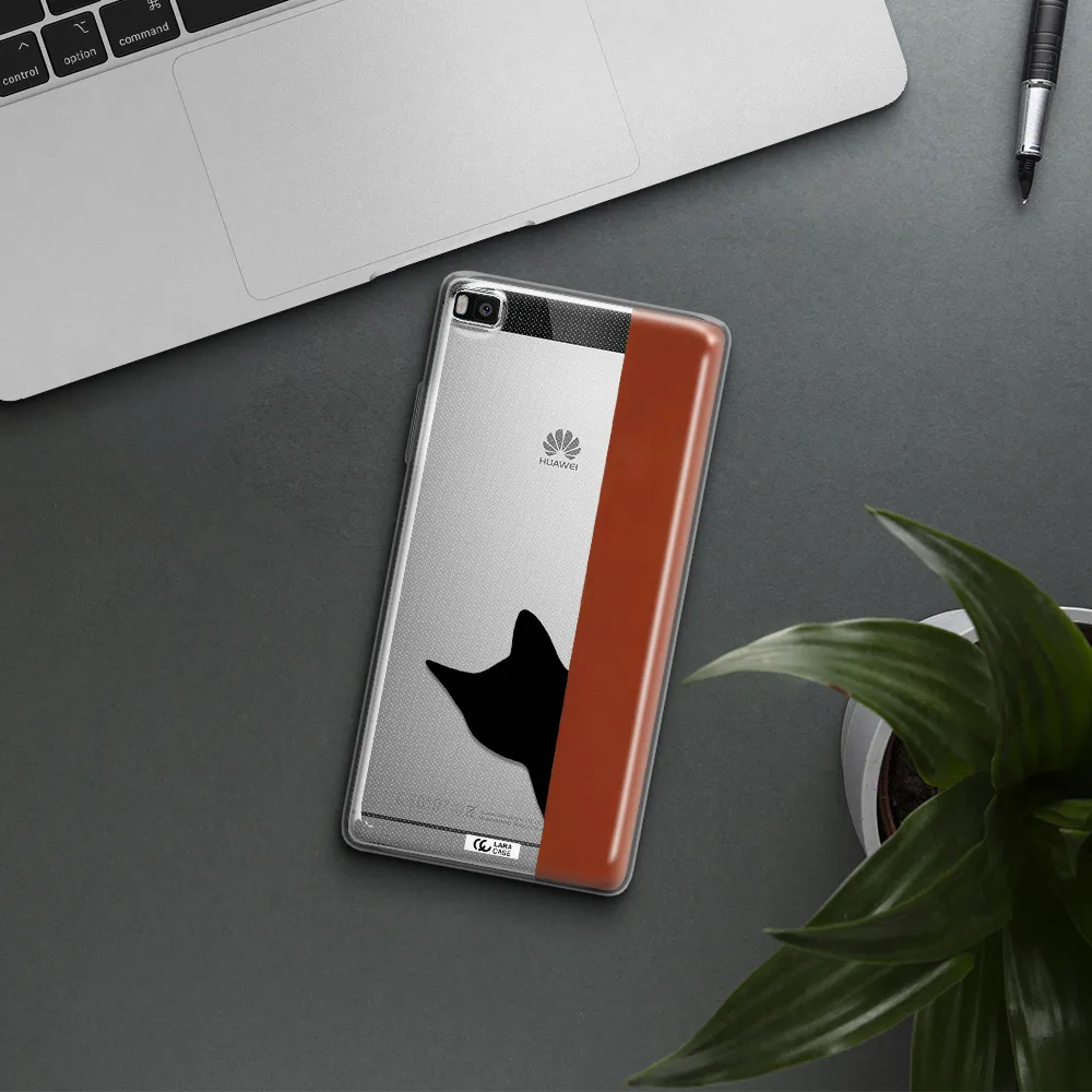 Black Cat Huawei P8 Clear TPU Case