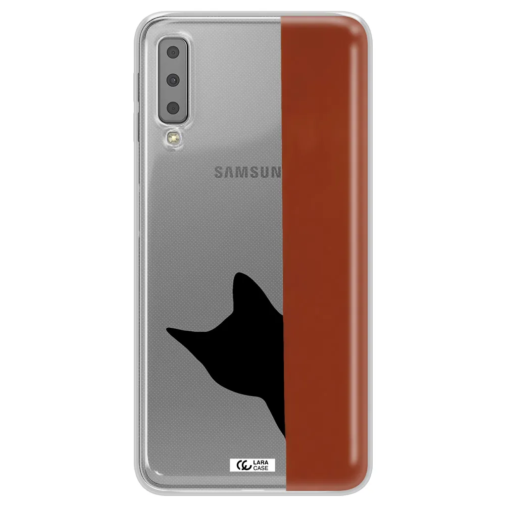 Black Cat Samsung A7 2018 Clear TPU Case