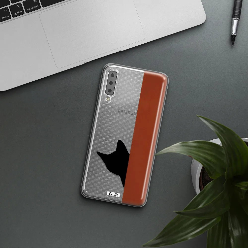 Black Cat Samsung A7 2018 Clear TPU Case